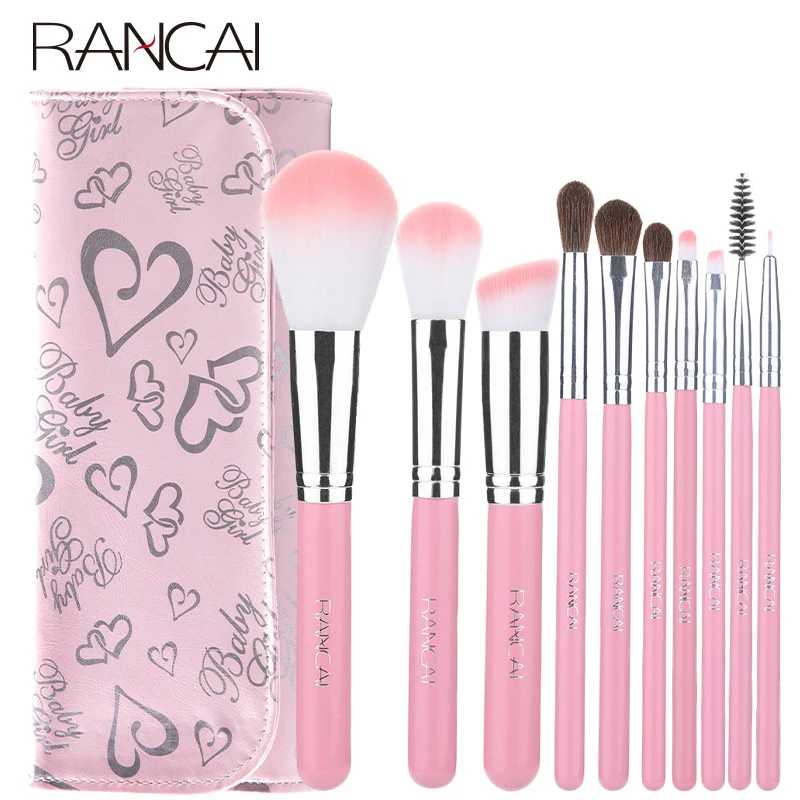 RANCAI 10pcs Makeup Brushes Set Cosmetic Foundation Make Up Brush Kit High Quality Eye Shadow Face Powder Applicator