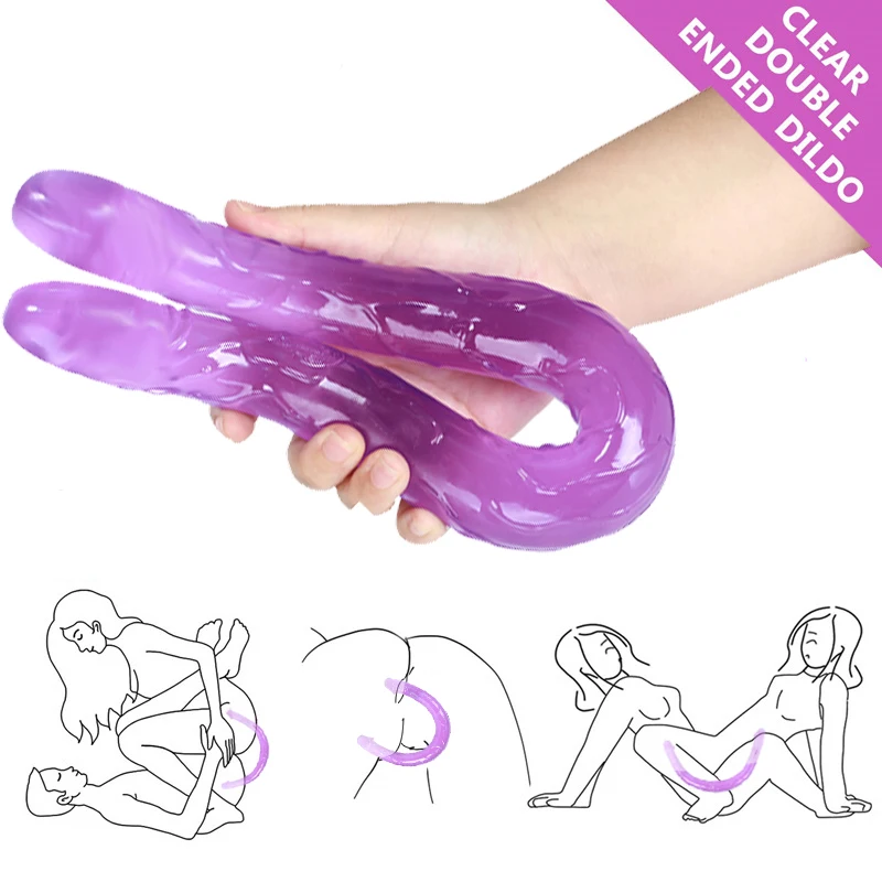 44cm Soft Jelly Dildo Double Long Realistic Dildos Cock Lesbian Vaginal Anal Plug Flexible Fake Penis For Women Dildos Sex Toys