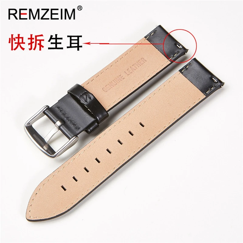 REMZEIM Genuine Leather Watchband Quick Release Watch Band Wrist Strap 18mm 20mm 22mm For DW Strap Watches Accessories