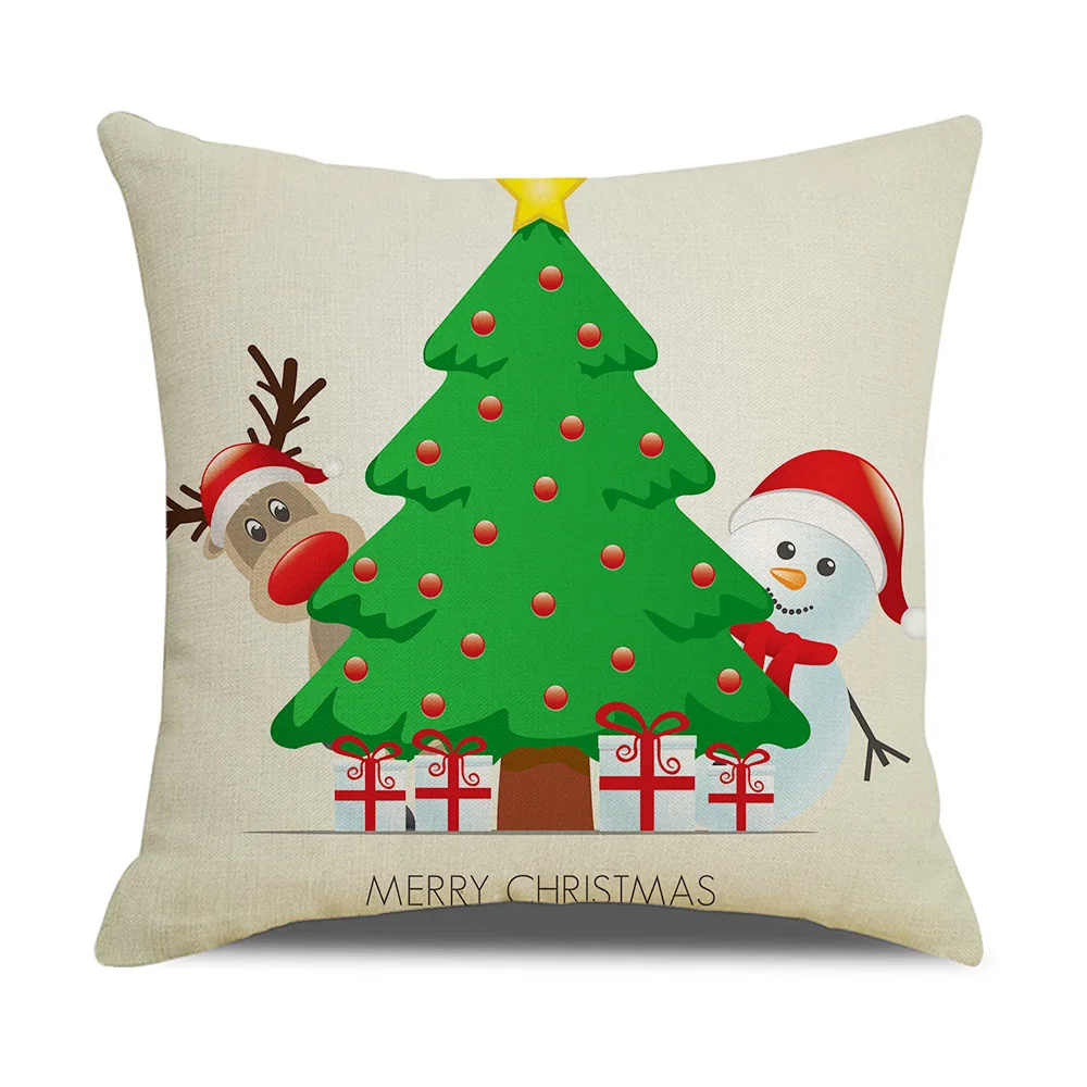 18 X 18 Inch Merry Christmas Gifts Throw Pillow Case Cushion Cover Home Office Living Room Sofa Car Decorative Linen Pillow Case