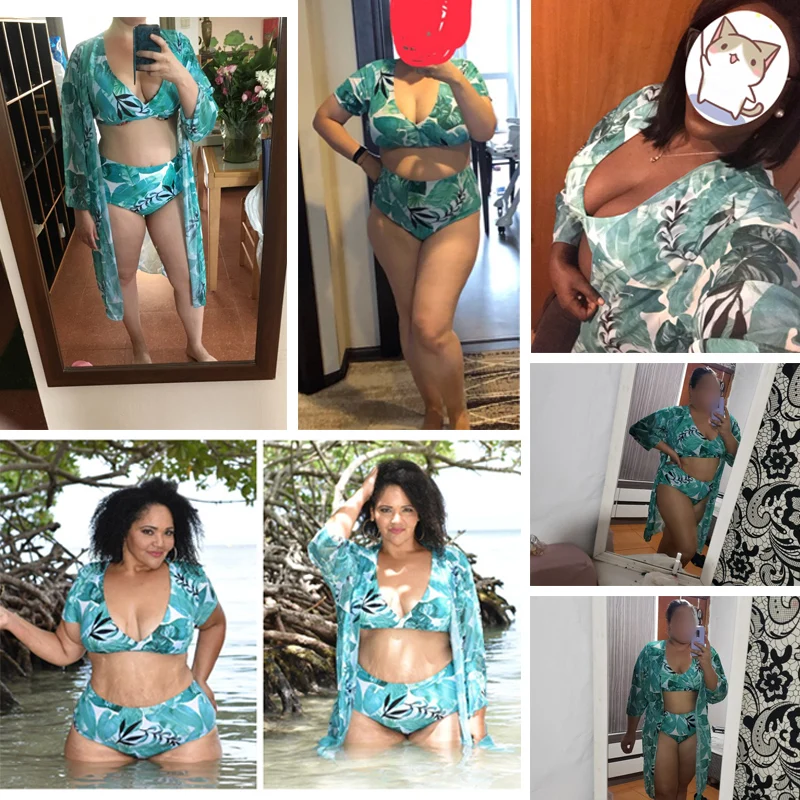 Seksowne Bikini zestaw kwiatowy Print strój kąpielowy kobiety stroje kąpielowe duże piersi brazylijski strój kąpielowy Maillot De Bain Femme Plus