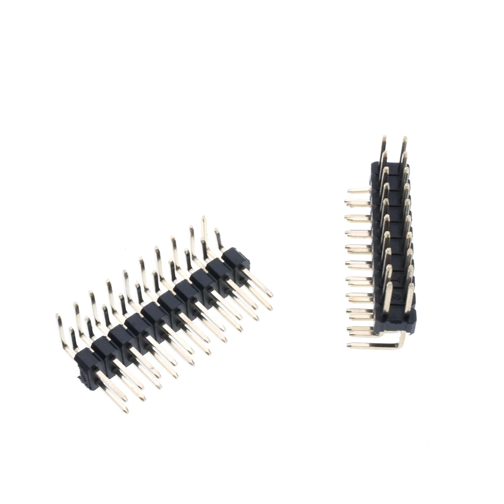 100pcs Pitch 2.54mm 2x10 Pin 20 Pin male socket angle Double Row Bend Header connector