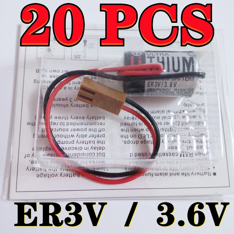 

20PCS/lot Original New Date ER3V 3.6V 1000mAh JZSP-BA01 PLC Lithium Battery With Brown Plug Free Shipping