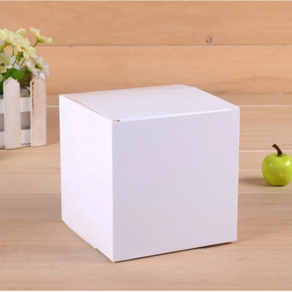 6*6*6CM White Kraft Boxes Cosmetic Gift Packing Box Essence Bottle Paper Boxes Food Cube Packaging 400pcs