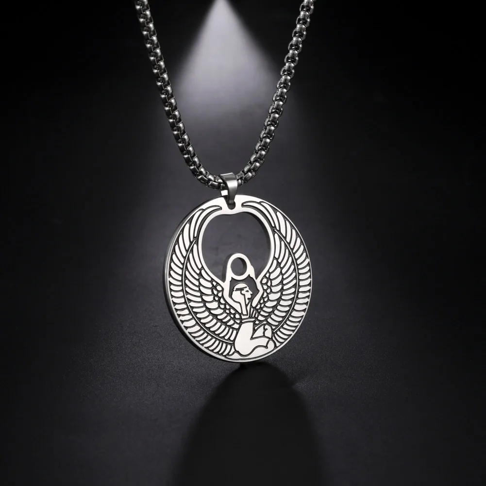 Egyptian Pyramid Pharaoh Isis Amulet Pendant Necklaces For Women Men Stainless Steel Jewelry Vintage Talisman African Gift