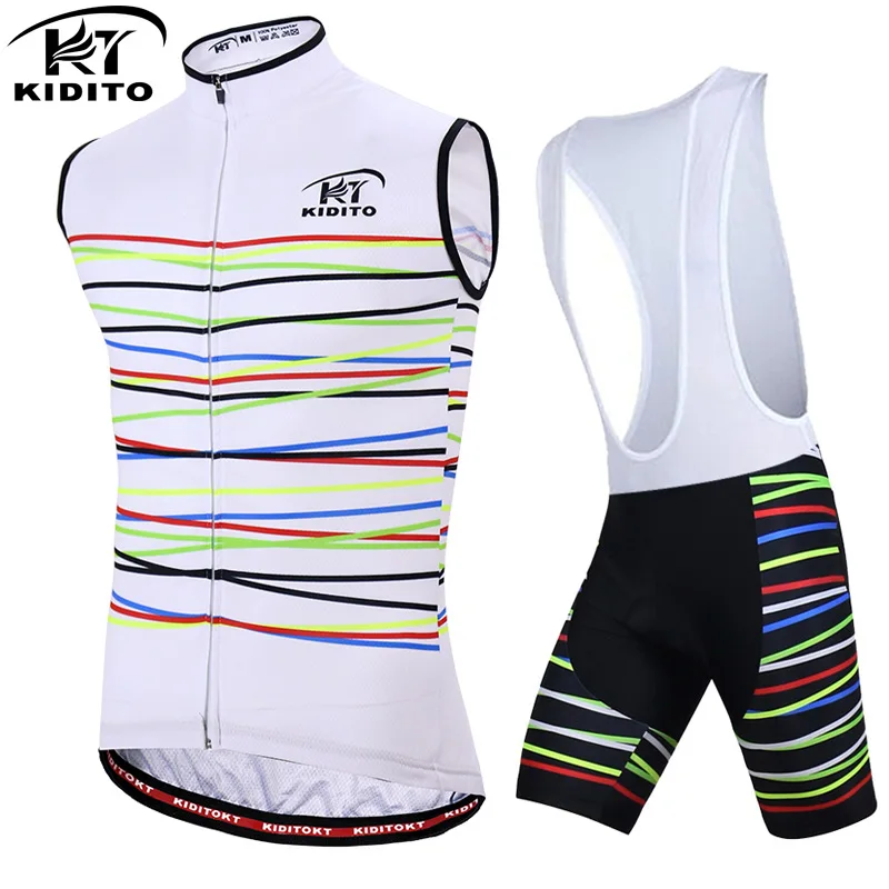 

Kiditokt Cycling Suit 3D Sponge Cushion Comfortable Men's Sleeveless Bib Equipped With Breathable Cycling Clothes Elastic Summer