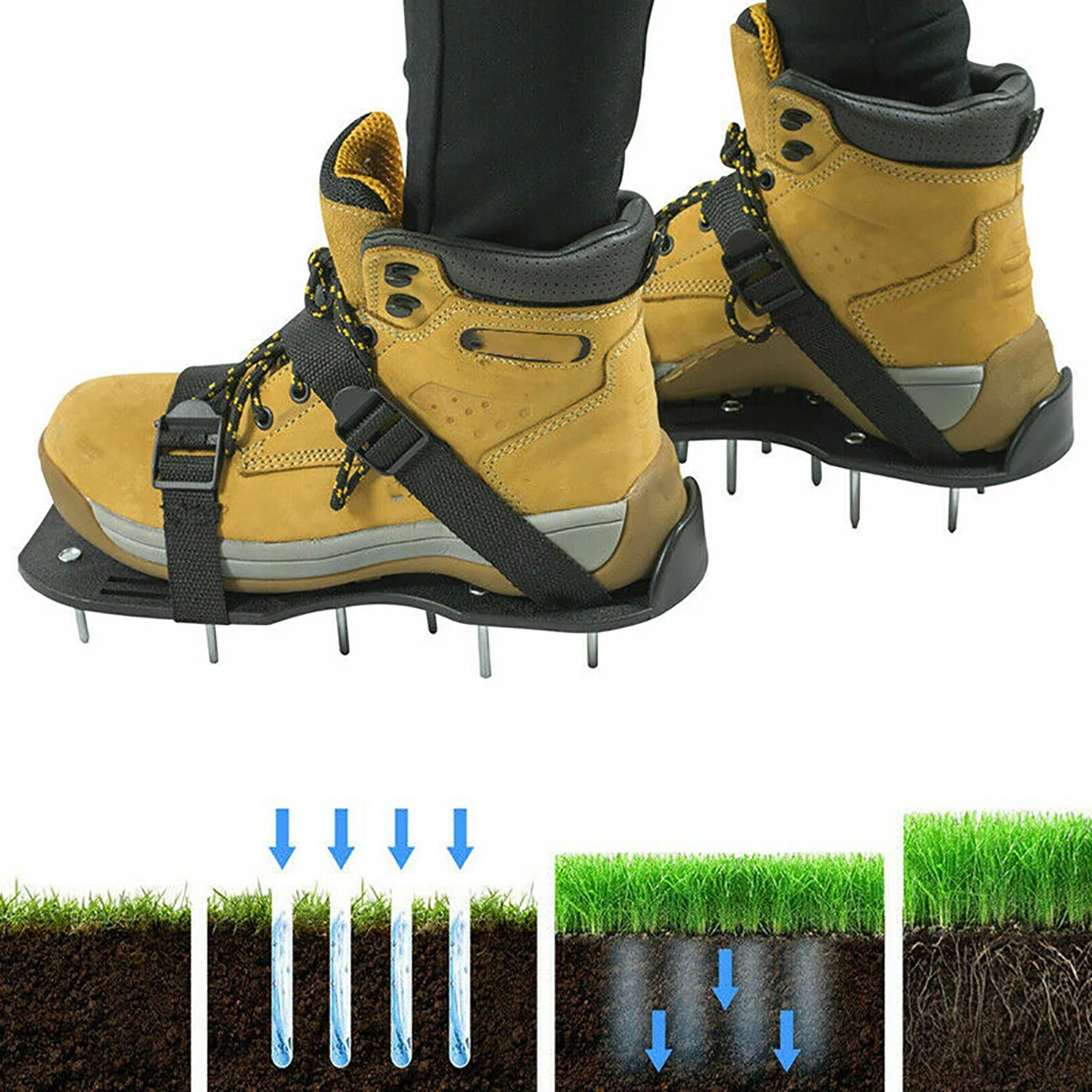 Samger 1Pair Lawn Aerator Sandals Shoes Grass Cultivator Shoes  Spikes Nail Aerators Yard Garden Tool Soil Scarifiers Shoes