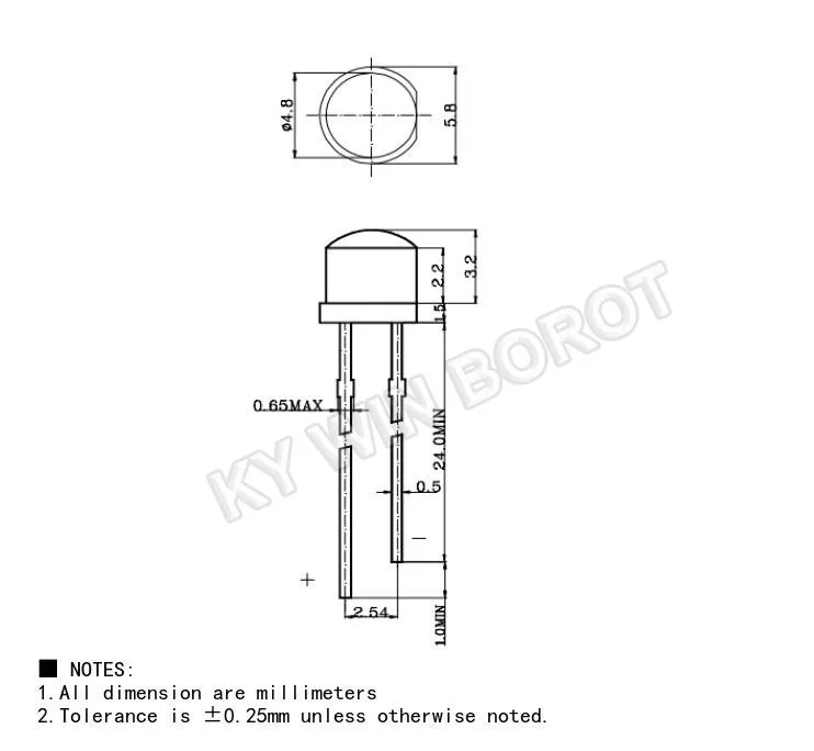 50 Stück F5 5mm Strohhut-LED-Dioden 0,3W 0,5W 0,75W Weiß Warmweiß Rot Gelb Grün Blau Superhell Elektronische Komponenten – Detail 1