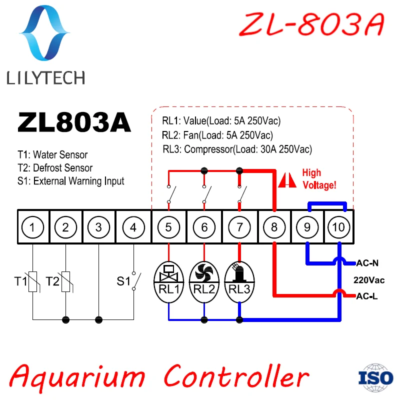 ZL-803A, Aquarium Fish Pool Tank Seafood machine temperature controller,Water temperature control, Lilytech