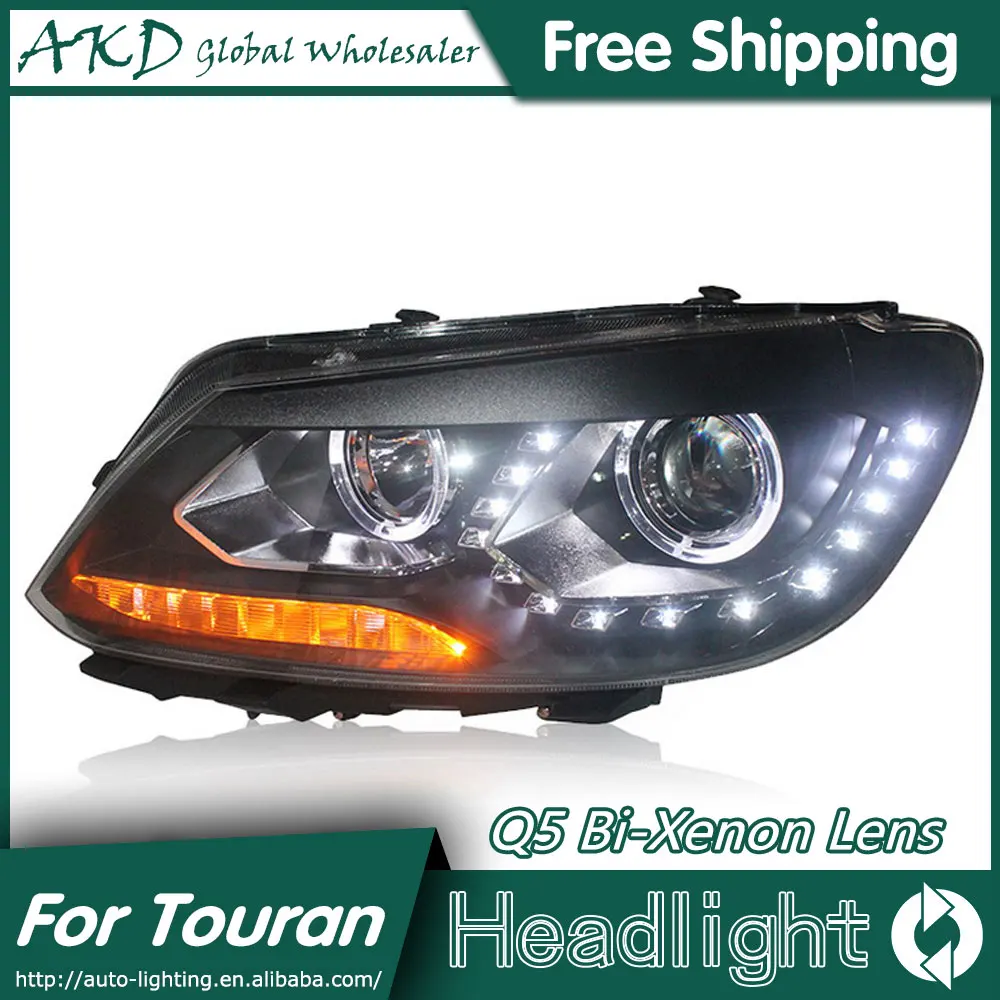 AKD Car Styling for VW Touran Headlights 2010-2015 New Touran LED Headlight DRL Bi Xenon Lens High Low Beam Parking Fog Lamp