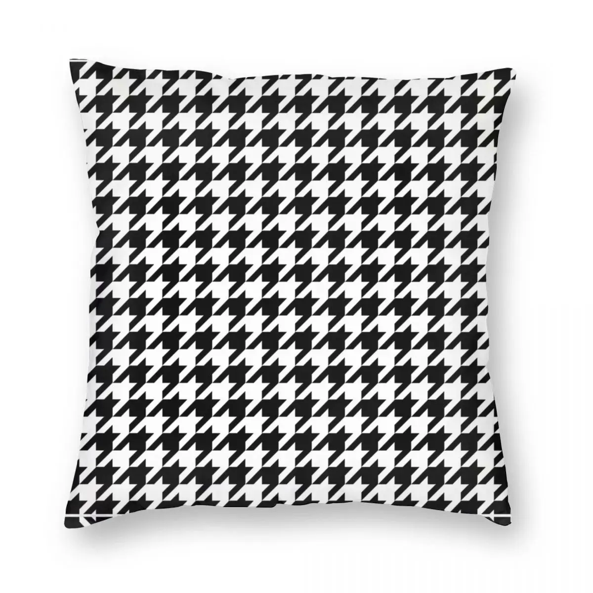 Dogtooth Houndstooth Vierkante Kussensloop Polyester Linnen Fluwelen Patroon Zip Decoratieve Sofa Kussenhoes