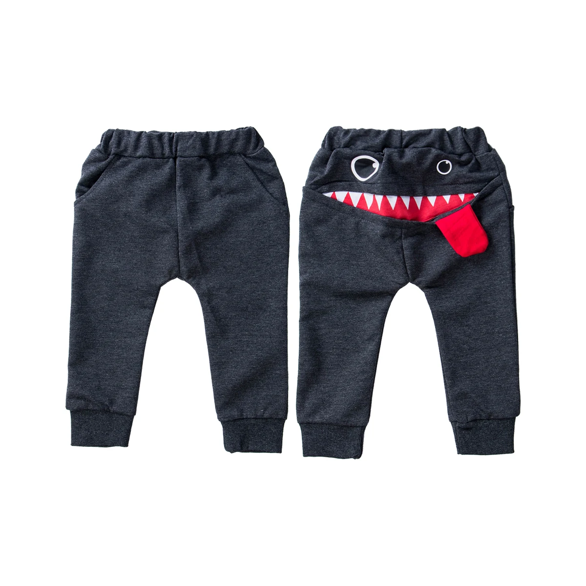 Ropa holgada para niño pequeño, pantalones bombachos con estampado de monstruo de boca grande, de algodón, Jogger, 0-4 años, 2021