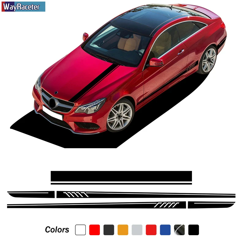 3 Pcs Car Hood Decal Side Stripes Skirt Sticker For Mercedes Benz E Class W212 E63 AMG S212 A207 C207 E250 E300 E350 Accessories