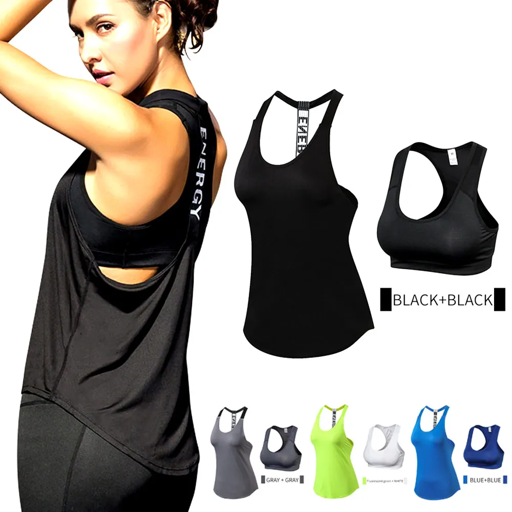 

Yuerlian Quality 15% spandex Fitness Sports Yoga Shirt Quickly Dry Sleeveless Running Vest Workout Crop Top Female T-shirt