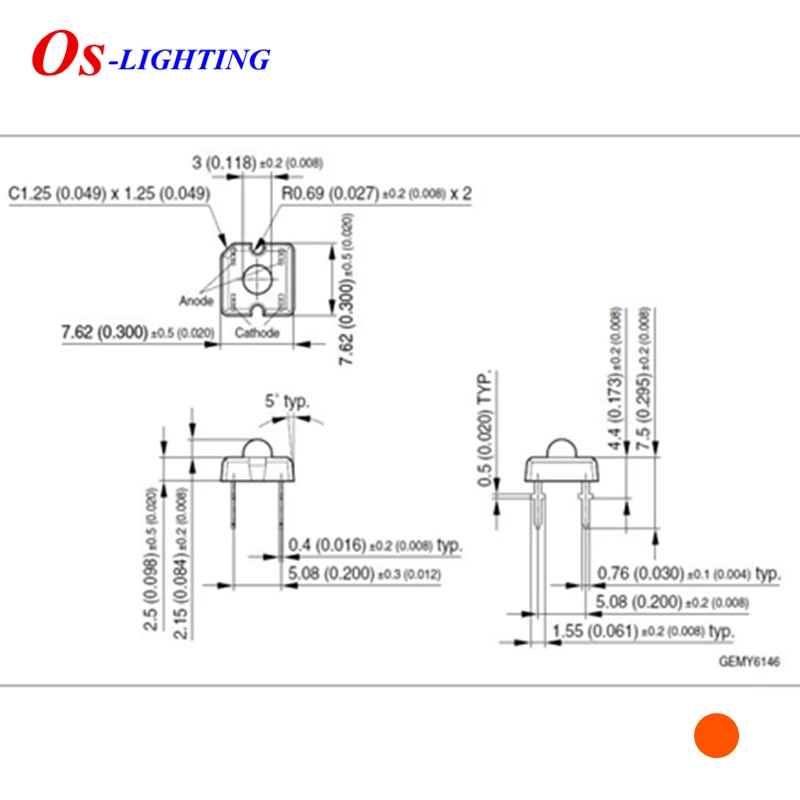 10PCS LA S35F RED 3MM Piranha DIP LED 4PIN  Angle: 70  LAS35F Close To Red Light