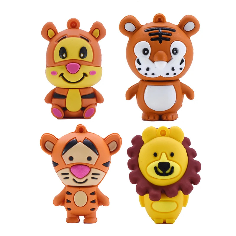 Unidad flash usb de tigre de dibujos animados, pendrive de 4GB, 8GB, 16GB, 32GB, 64GB, 128GB, 256GB, capacidad real