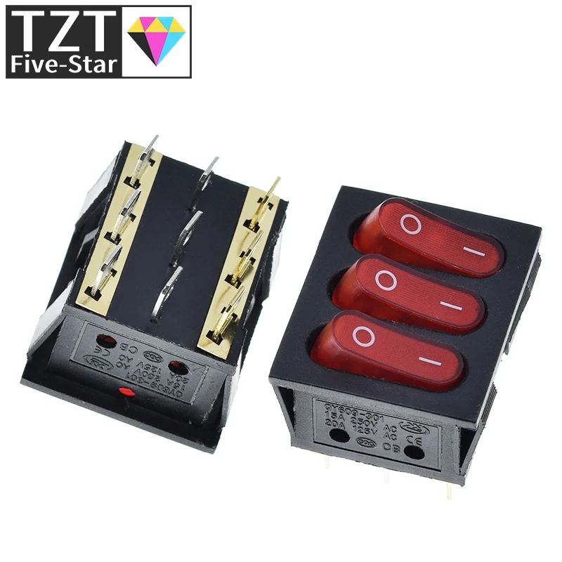 1/3 Stück Ein-Aus-Schalter KCD3 9-polig Rot 16A/250V – Detail 6