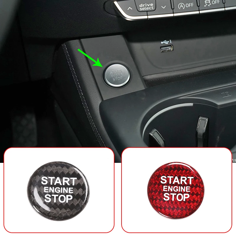 

Real Carbon Fiber Car Engine Start Stop Button Sticker Cover Trim For Audi A4L A5 A6L A7 Q3 Q5 Q5L Q7 Auto Interior Accessories