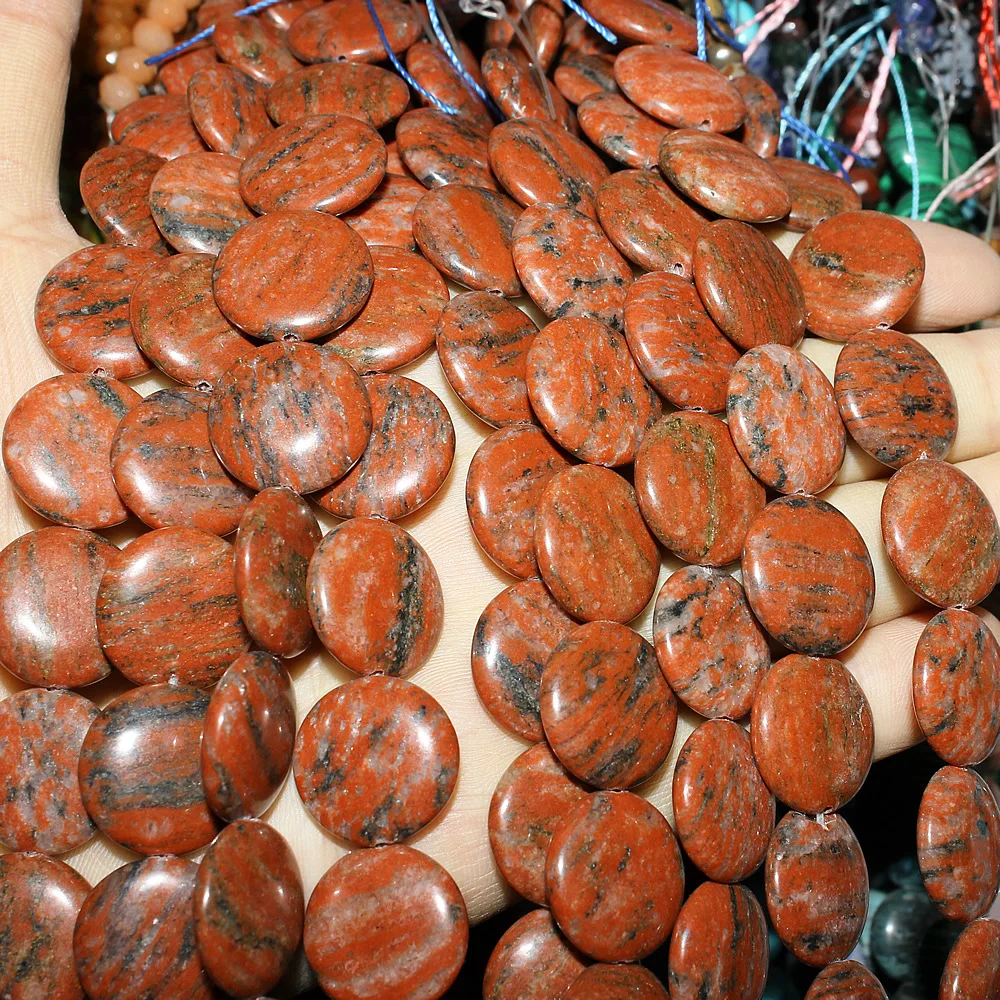 Natural Semi Precious Stone Loose Beads 12mm Flat Round Cake Shape  Semi-finished DIY Production Bracelet Necklace Accessories