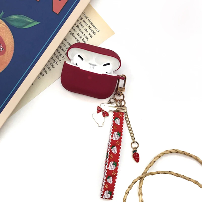 Super Cute Rabbit Keychain Decor Retro Red Silicone Earphone Case For AirPods Pro 2 Bluetooth Headset Cover For AirPods 4 Cover