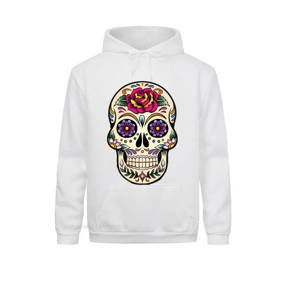 Day Of The Dead Harajuku Hoodies Sugar Skull With Rose Tile Jacket For Men Cotton Travel Original Sportswear Long Sleeve