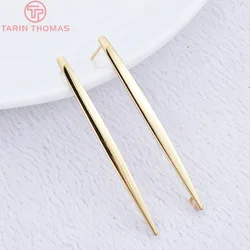 (1949)6PCS 52x3.5MM 24K Gold Color Plated Brass Long Line Smooth Stud Earrings High Quality DIY Jewelry Making Findings