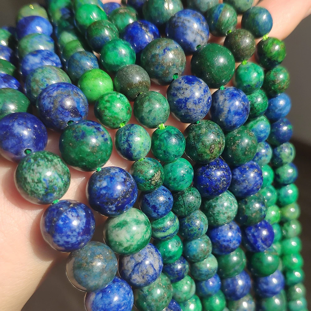 AAA Natural Stone Azurite Lapis Lazuli Malachite Round Loose Beads for DIY Bracelet Necklace Jewelry Making 15\