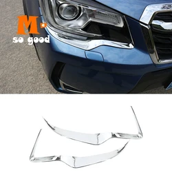 ABS Chrome For Subaru Forester 2013 2014 2015 2016 Car Headlamps Head Front Light Lamp Eyebrow Cover Trim accessories 2pcs