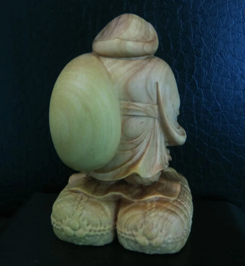 QH005 - 6*3.5*3.5 CM Hand Carved Boxwood Carving : Daikokuten Immortal