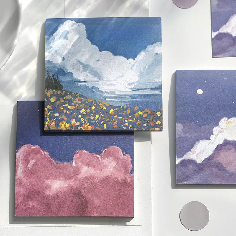 90 sheets Nature Cloud Silent Ocean Mountain Memo Pad Sticky Notes Notepad Diary Creative Self-Stick Note Memo Pads