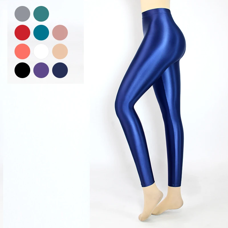 2021 Sexy Glossy Shiny High Waist Yoga Pants Glitter Workout Leggings Sport Women Fitness High Elastic Woman Pants