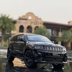 JEEPS-Grand Cherokee SUV Alloy Modelo de carro off-road, amortecedor de direção, brinquedo leve e sonoro, modelo de carro, presentes para meninos, 1:32