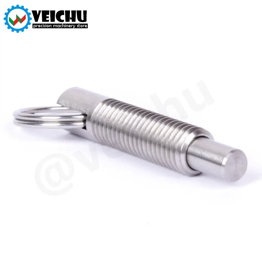 VEICHU 1pc Stainless/Carbon Steel Locating Pins Hand Retractable Spring Pins VCN234 M6~M16 Index Bolt Indexing Plunger With Ring