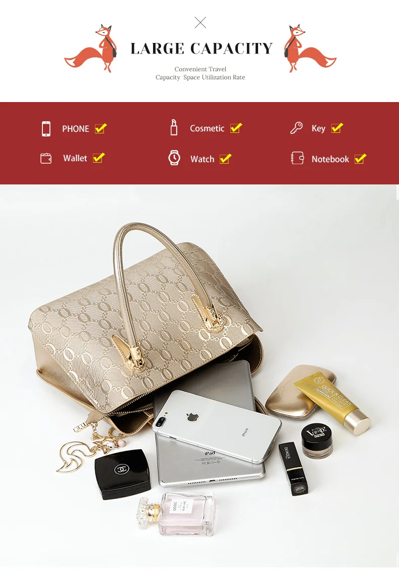 FOXER Split-Leder Monogramm-Handtasche Damen Schultertasche Rindsleder Luxus Mode Damen Umhängetasche Geldbörse Geschenk für Ehefrau – Detail 4