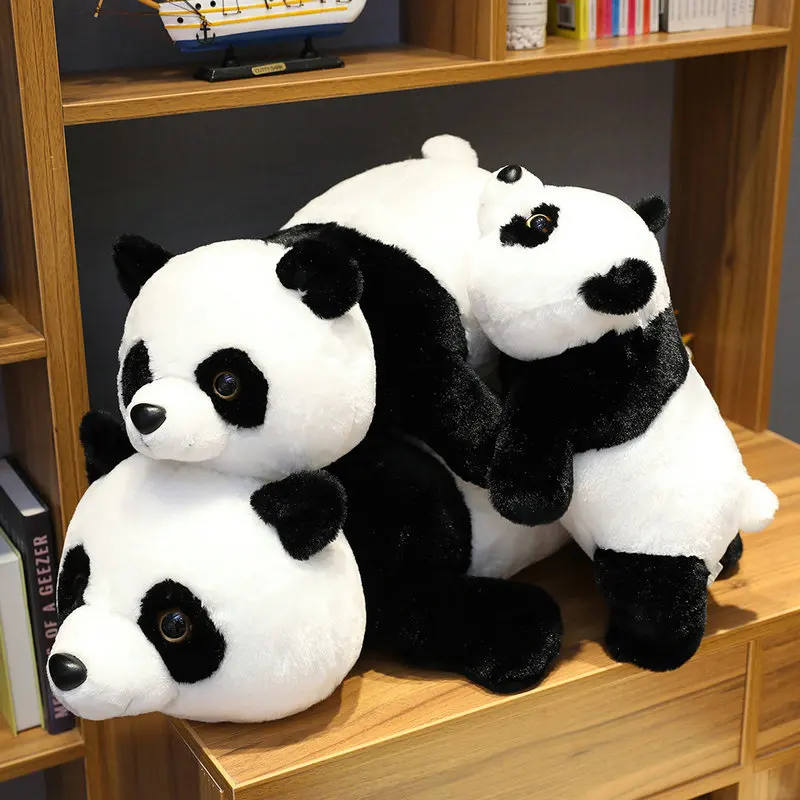 110cm New Lying Panda Plush Toys Soft Cotton Stuffed Pillow Cushion Animal Black White Bear Doll Birthday Gift