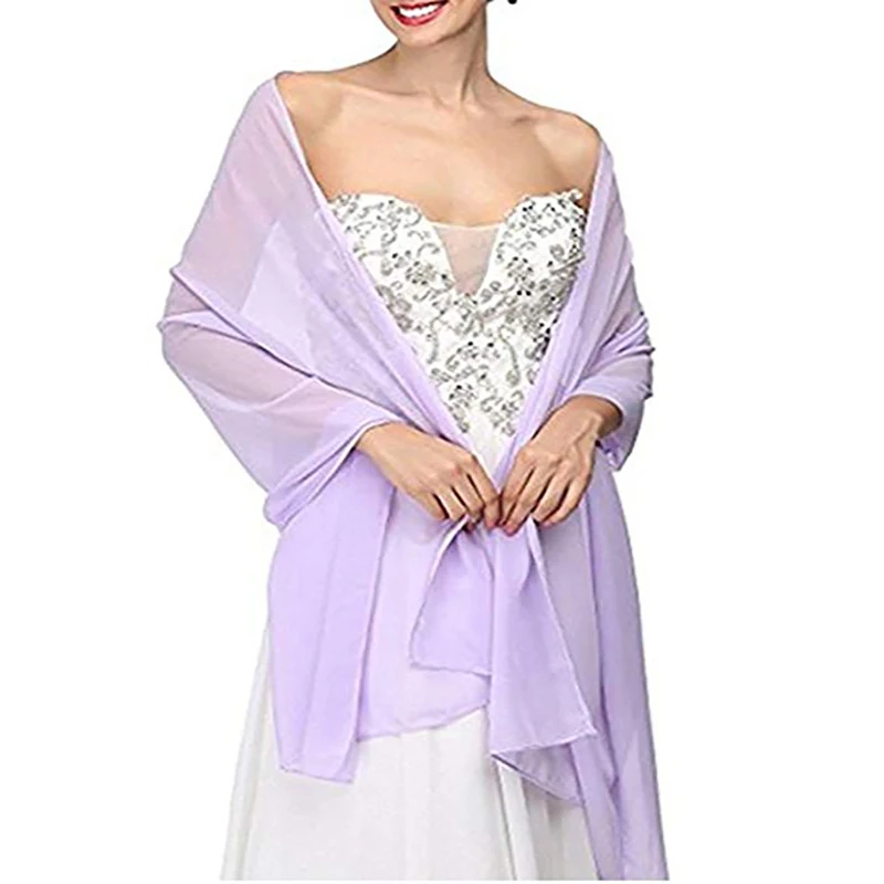 Involucri da sposa in Chiffon morbido da donna cappe da sposa da donna giacca coprispalle Bolero da sposa scialle lungo e avvolge coprispalle da sera