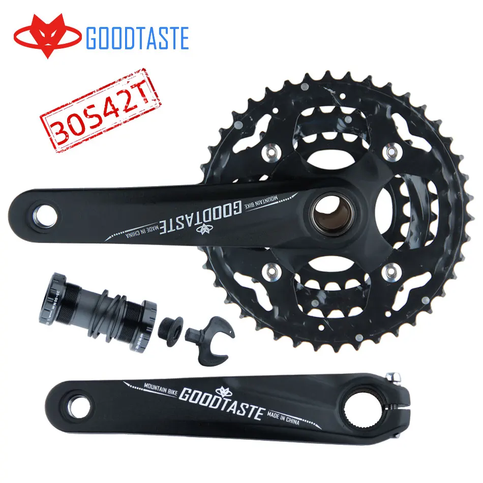 

New Goodtaste Parts Aluminium Alloy Carbon Steel 3 disk MTB mountain bike crankset 30 s 170 42T Chain Wheel Hollow central axis