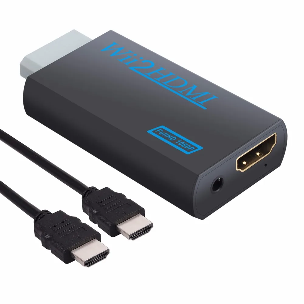 LiNKFOR-Adaptador convertidor compatible con HDMI para Wii a HDMI, dispositivo con escalas de Audio de 3,5mm, señal de Wii a HDTV de 720p y 1080p para Nintendo Wii