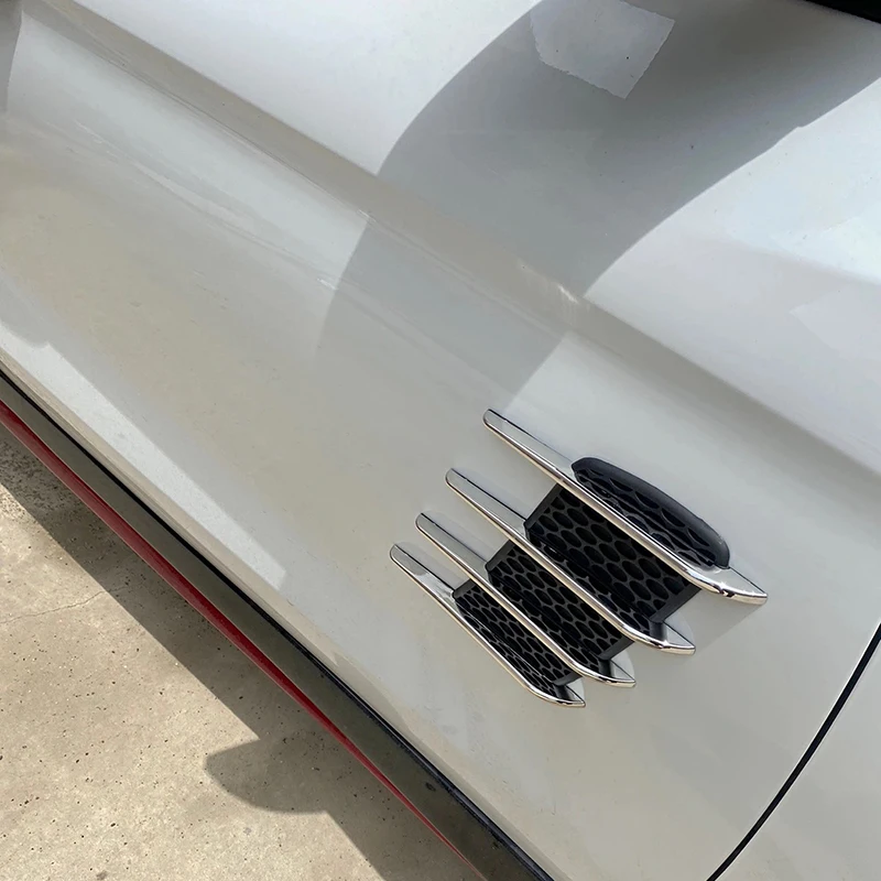 (2 Options) 2Pcs Car Side Air Flow Vent for Fender Hole Cover or 2pcs Car Hood Scoop Bonnet Vent Cover Sticker Exterior Parts