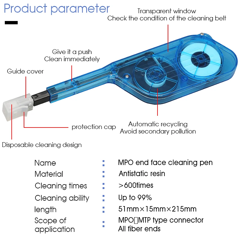 Imagem -06 - Limpador de Fibra Óptica para Mpo Mtp Conectores de Limpeza de Fibra Caneta Ferramenta de Limpeza de Fibra Óptica Mpo Conector Mais Limpo