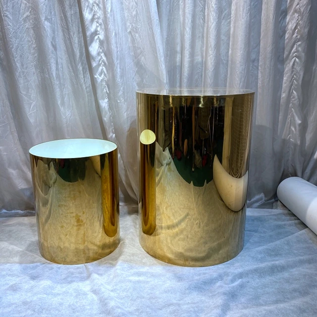 2pcs/set) Acrylic mental mirror Round Wedding Backdrop gold Acrylic Plinths yudao480