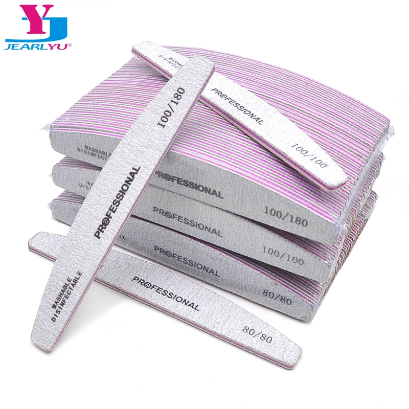 100 Pcs/Lot Professional Manicure Files Durable Acrylic Nail Art File 80 100 100/180 Zebra Sanding Polishing Buffing Block Tools