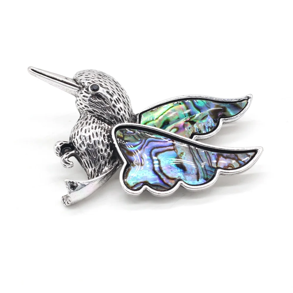 Natural Abalone Shell Hummingbird Brooches for Women Men Jewelry Making DIY Charms Accessories Animal Brooch Pins Exquisite Gift