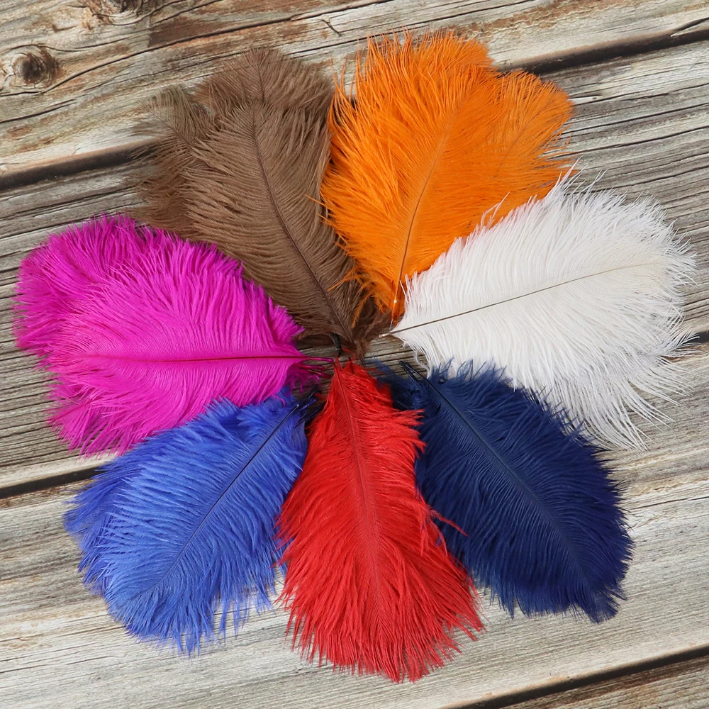 10 PCS/Lot Natural Ostrich Feathers 15-20CM/6-8Inches Fluffy Dyed Plumes For Wedding Accessories Party Home Decoration Crafts