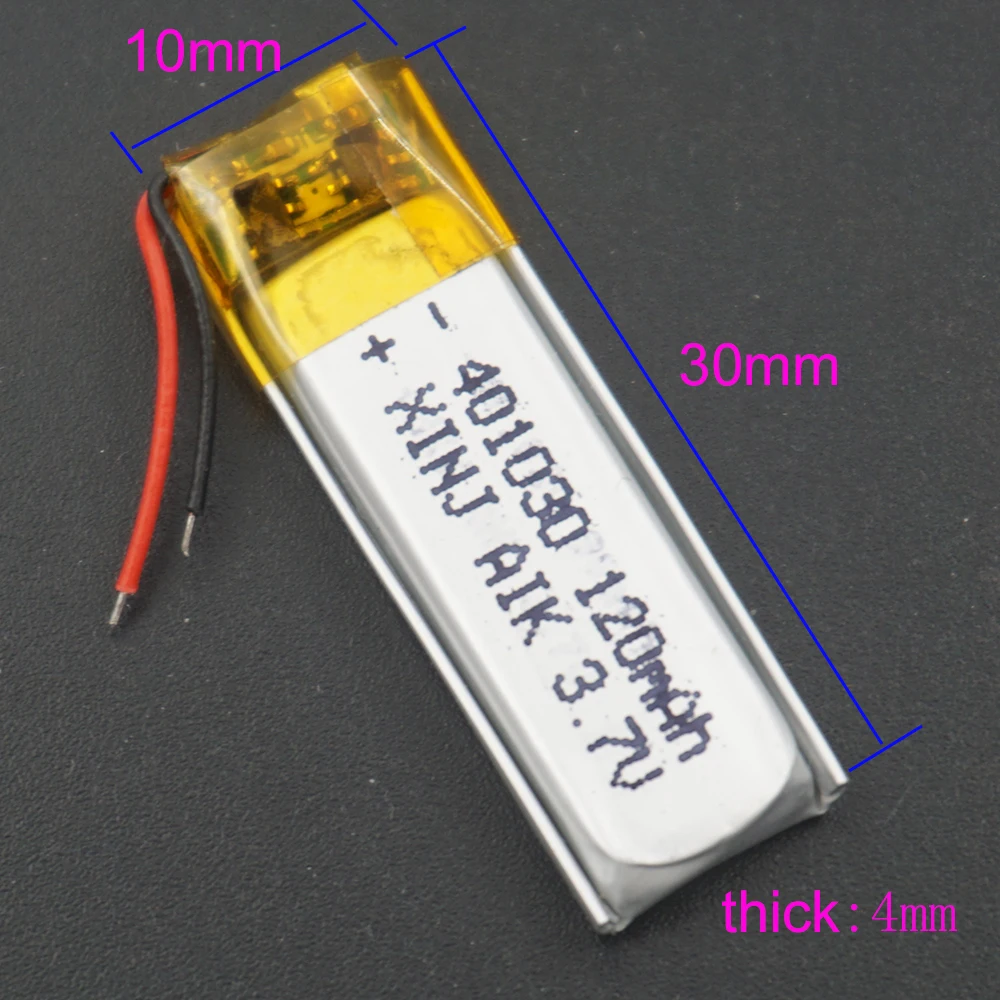 5pcs 3.7V 120 mAh Polymer Li  Lithium Lipo Battery 401030 For Bluetooth Speaker Earphone Driving Recorder Mp3 MP4