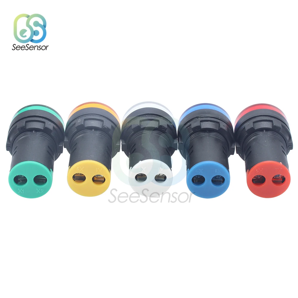 1 pz 12V 24V 110V 220V 380V 22mm montaggio a pannello LED indicatore di potenza lampada spia di segnalazione pilota