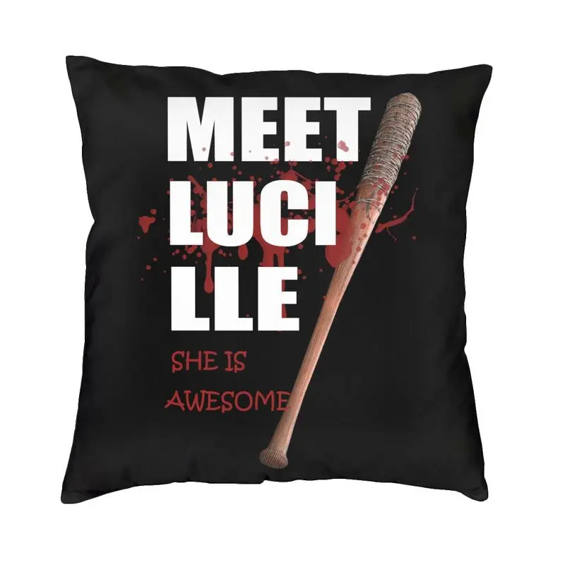 The Walking Dead Square Pillow Cover Home Decorative She is Awesome Negan Lucille Cushions Cover Velvet Throw Pillow Case