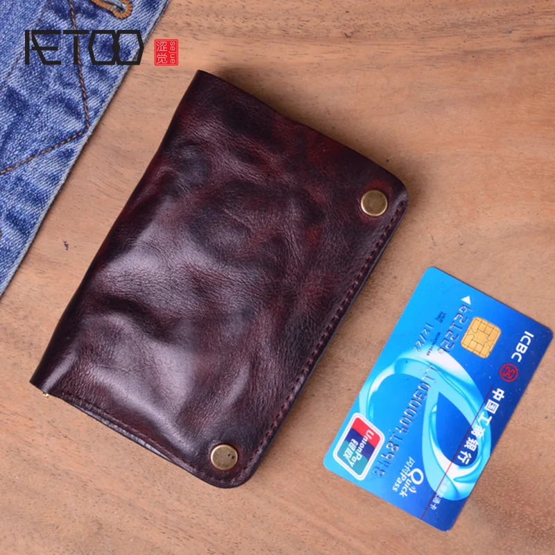 

AETOO Men Wallet Male Genuine Leather Men's Wallet Vintage walet Male credit card holder Coin Purse Men Genuine Leather Bag