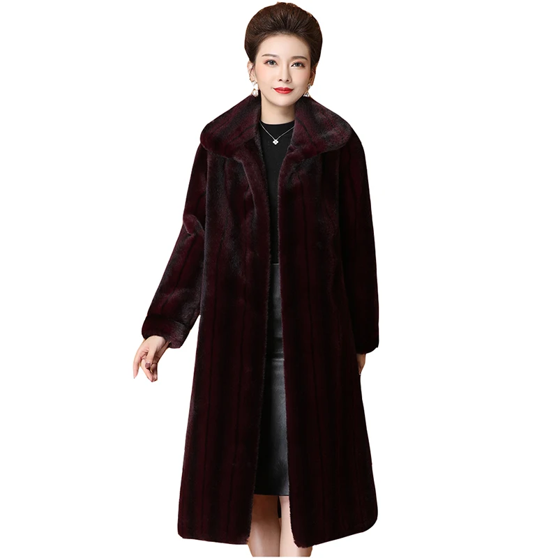 Winter new mink coat women Fashion thicken loose mink velvet jacket ladies long size 5XL whole mink fur parka overcoat female