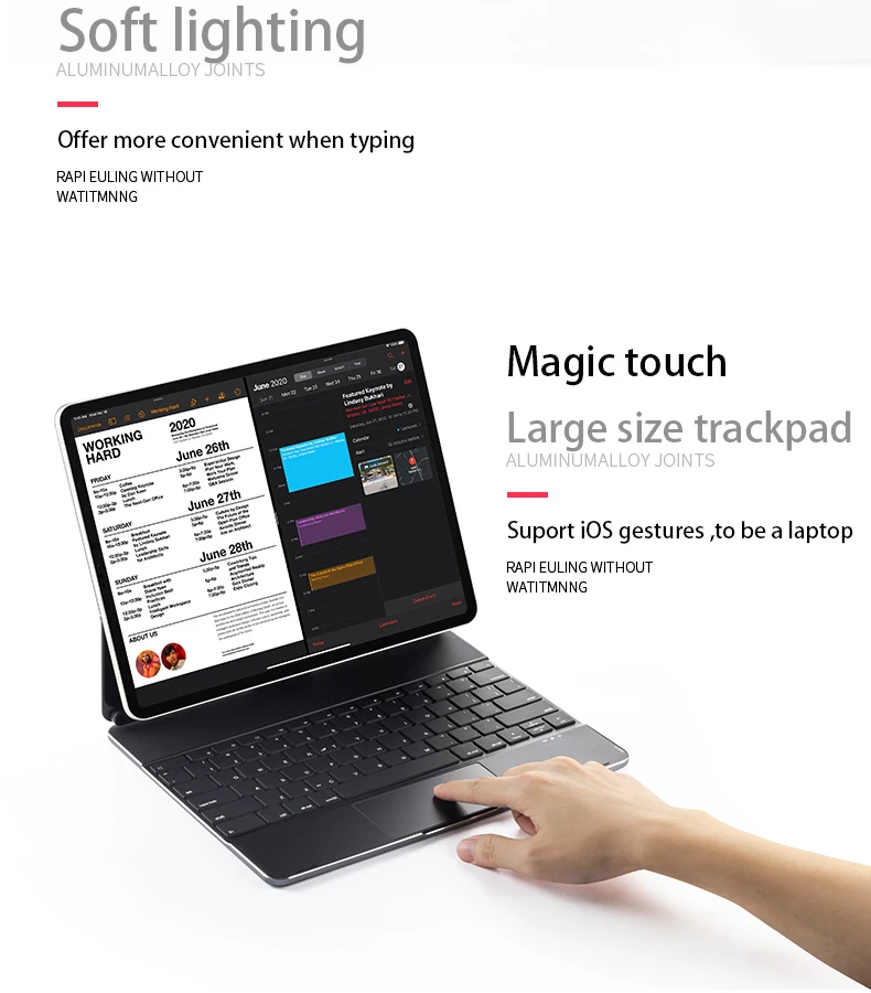 DOQO แม่พิมพ์ทำขนม Magic Trackpad สำหรับคีย์บอร์ด Bluetooth iPad กรรไกร Mechnism 360หมุนแม่เหล็กสำหรับ iPad Pro 12.9/11